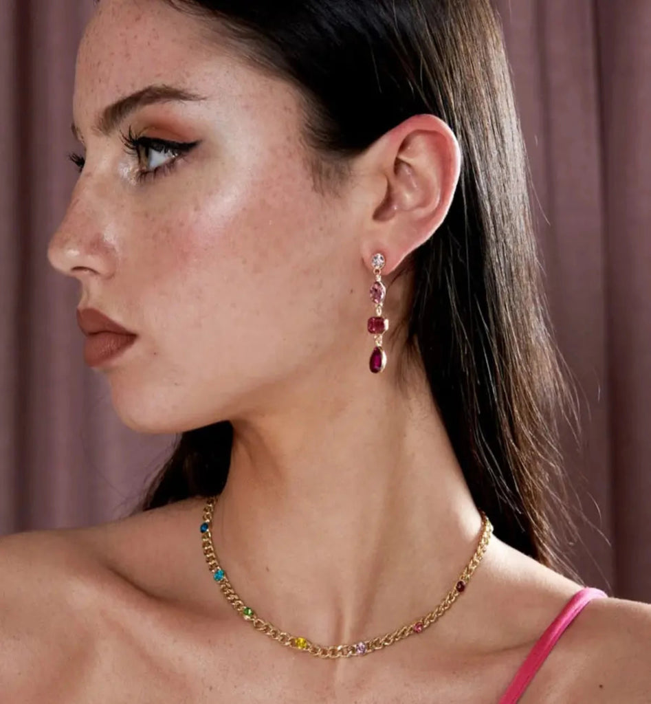 Buy Gold N Pink Drop Earrings Online at Best Price | Cbazaar