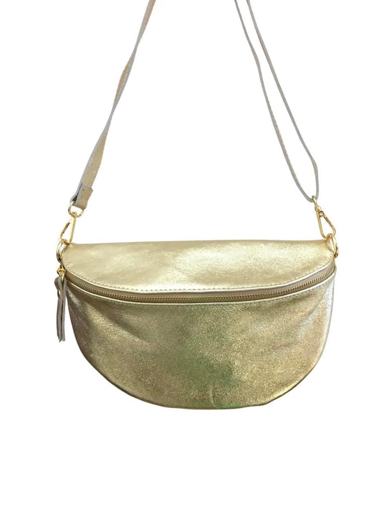 Golden Shiny Metallic Messenger Bag