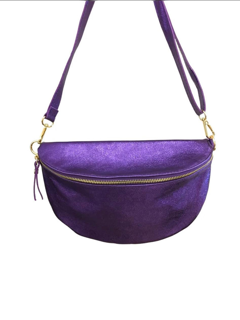 Purple Shiny Metallic Messenger Bag