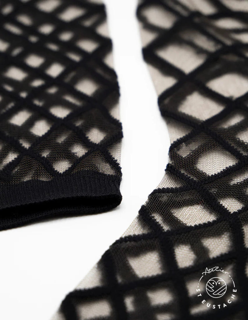 Brooklyn Bridge Black And Transparent Mesh Socks buy shop purchase trendy fashion now stockings french touch made in italy grid crossing X new york architecture pattern patterned