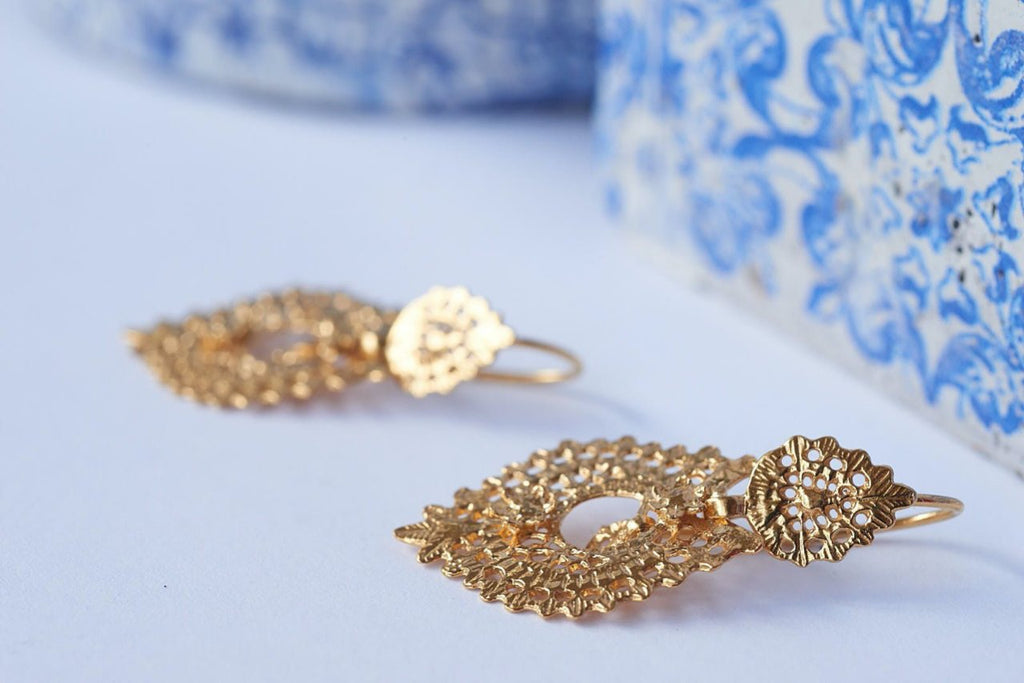 Myrainha Earrings Design Lace Silver Gold Plated Jewelry Jewellery Accessory Bellite Store Shop Women Unique Original Trendy Fashion